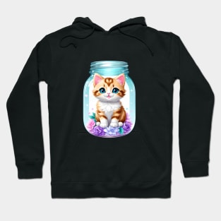 Cute Cat With Flowers Blooming In Mason Jar Hoodie